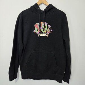 Vans Off The Wall Adult Snake Mushroom Hoodie Sz S Black Psychedelic 70s Grunge